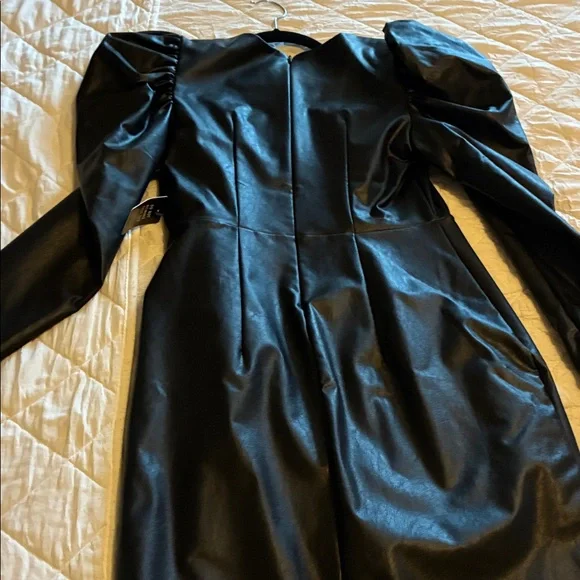 Express Black Faux Leather Midi Dress - Picture 2 of 4